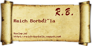 Reich Borbála névjegykártya