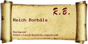 Reich Borbála névjegykártya